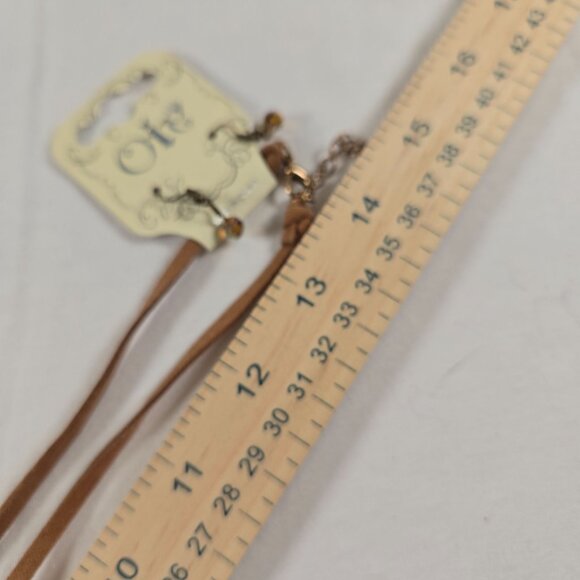 Handcrafted Leather Beaded Necklace With Turquoise Yellow Floral Pendant Tassel - Picture 8 of 8